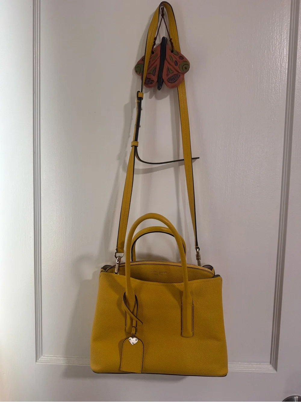 kate spade Mustard Yellow Pebbled Leather Satchel Crossbody